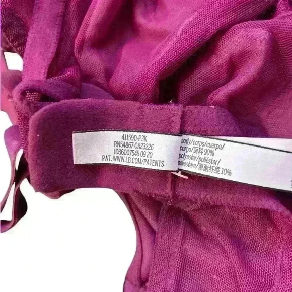 Victoria's Secret Unlined Lace Trim Velour Demi Bra Wine 36DD - Picture 5 of 5